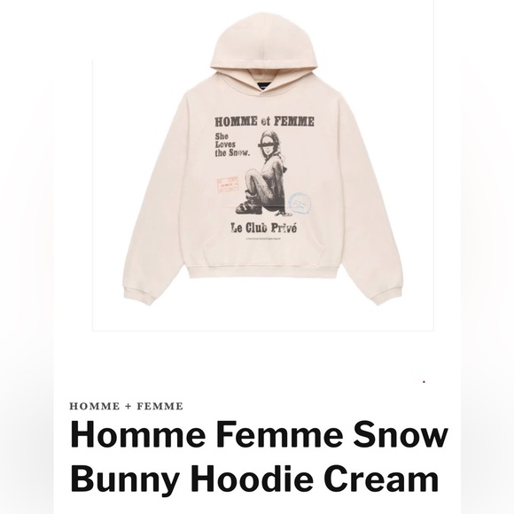 HOMME + FEMMEHomme Femme Snow Bunny Hoodie Cream Medium